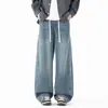 Jeans Personalizados / de Pierna Recta para Hombre Tendencia Otoño Marca Pantalones de Pierna Curva Pierna Recta Holgada Rascally Americano Guapo Hombre Pierna Ancha Largo