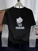 Look de duas peças com estampa listrada patchwork estilo americano, camiseta de algodão de manga comprida para mulheres, top moderno e versátil, nova coleção outono 2026