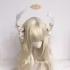 Flor lolita Virgen doble capa Halo corona de pelo Hanfu tocado diadema de plumas corona de cabeza clásica Hanyang compromiso