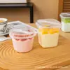 Taza de yogur, taza especial para leche de doble piel, desechable con cuchara, gelatina de postre, gelatina de leche, pudín, plástico resistente al frío y a altas temperaturas