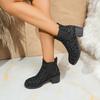 Botines Martin Cortos de Talla Grande para Mujer 2025 Otoño e Invierno Nuevos Estilo Europeo y Americano Estampado de Leopardo Tacón Cuadrado Cremallera Lateral Botines Chelsea para Mujer