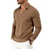 Europeu e Americano Transfronteiriço Peso Pesado Primavera e Outono Masculino Casual Gola Lapela Decote V Profundo Tendência Deslocamento Esportes Manga Longa POLO Moletom Atacado