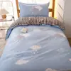 Juego de Ropa de Cama de Algodón Lavado de Cuatro Piezas para Dormitorio Individual Juego Completo de Sábanas Estilo Dibujos Animados