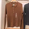 Suéter de Punto con Cuello Polo Acanalado para Mujer Camiseta Casual Suéter Adelgazante Camisa Base Versátil Modelo Nuevo 2026 X485321