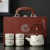 Tetera con Asa, Una Tetera y Cuatro Tazas, Juego de Té Kung Fu, Taza de Té China para el Hogar, Tetera, Logotipo de Caja de Regalo Souvenir