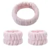 Anillo para el pelo de mujer de moda transfronterizo Banda para el pelo de maquillaje para casa Banda para el pelo semiacabada Felpa linda de color sólido Pulsera de lavado para la muñeca