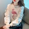 Sudadera de manga larga para mujer, otoño e invierno 2024, estilo coreano, holgada, bordada, con cuello redondo, diseño Sense para mujer