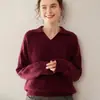 Nuevo Suéter de Cachemira para Mujer Otoño e Invierno con Cuello en V Jacquard de Tres Hilos Grueso Engrosado Suéter Base de Punto de Cachemira para Mujer