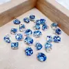 Nuevos Accesorios para Uñas con Diamantes Apilados Azul Claro, Diamantes Apilados Rectangulares con Acabado Azul Brillante, Corazón Torcido, Accesorios de Uñas de Lujo Accesibles