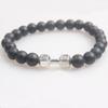 Zhou Lianfa Accesorios Transfronterizos Pulsera de Piedra Volcánica Aleación Negra Mate Mancuerna Pulsera de Energía Pulsera de Cuentas para Yoga