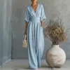 Mono Elegante de Mujer con Escote en V y Cintura Ajustada, Nuevo para Primavera y Verano 2026, Transfronterizo Europeo y Americano, Estiloso, para Amazon