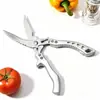 En stock: Tijeras multifuncionales de acero inoxidable de alta resistencia para aves de corral, afiladas, para uso doméstico, para cortar alimentos, huesos de ave y espinas de pescado; tijeras de cocina
