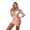 Vestido Tubinho Branco Degradê com Recortes Europeu e Americano Tentação Lingerie Sexy Feminina Saia Sexy para Quadril