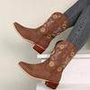 Tamanho grande comércio exterior 21 moda europeia e americana botas Martin femininas salto grosso salto alto bico redondo bordadas botas femininas atacado