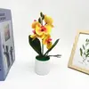 6 Orquídeas Phalaenopsis Artificiais Bonsai Decoração de Casa Flor Falsa Aveludada em Vaso Suprimentos para Casamento Arranjo Plantas Ornamentos