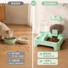 Comedero y dispensador de agua automático para gatos, cuenco integrado para gatos y perros, cuenco elevado para gatos que protege el cuello, cuenco doble para comer y beber