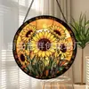 Pendente de Vidro Colorido Cruz Girassol Ornamento de Vidro para Pendurar em Casa Decoração de Janela Jardim Pegador de Sol