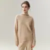 Zhenrong~ Suéter de Punto Minimalista Suave de Cachemir 100% de Cabra para Mujer, Cuello Alto, Perezoso y Adelgazante, Capa Base