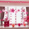 Decoração de quarto de casamento layout de quarto palavra feliz longa flor terno de casamento leque dobrável de flor combinação decoração de janela flutuante mulher