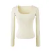 Estilo Europeo Nueva Chica Sexy Caliente Camiseta Básica de Cuello Redondo y Manga Larga 2026 Puro Deseo Top Base Adelgazante