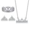 Conjunto de joyas de plata de ley S925 para mujer, estilo europeo y americano, con corona de estrella y luna, pendientes de estrella de circón y collar de luna.