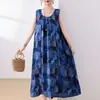 Novo Vestido de Algodão e Seda de Verão para Mulheres, Corte Amplo, Emagrecedor, Adequado para Mães de Meia-Idade e Idosas, Vestido Longo Elegante, Vestido de Praia