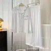 Pijama de Manga Larga para Mujer Primavera y Otoño Color Sólido Simple Encaje Patrón de Trigo Usable Afuera Conjunto de Ropa de Casa para Niñas