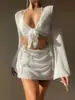 Comércio Exterior Biquíni Russo Conjunto de Quatro Peças Transfronteiriço Saída de Praia Sexy Proteção Solar Amarração Roupa de Praia Maiô Duas Peças para Mulheres