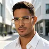 Gafas de Sol Retro sin Montura para Hombre con Bordes Cortados en Diamante y Patillas con Apariencia de Madera, Gafas de Sol al por Mayor para Comercio Transfronterizo