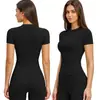 Padrão de Grade de Seda 2026 Roupas de Yoga Femininas Verão Justa Modeladora Secagem Rápida Camiseta Treinamento Fitness Wear Pode Ser Usado Fora Transfronteiriço Secagem Rápida