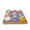 Conjunto de Pratos para Hot Pot com Pratos de Nove Compartimentos, Pratos Criativos e Únicos para Legumes para Restaurantes de Hot Pot, Caixa de Madeira Dividida de Bambu Comercial