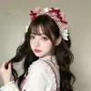 Nueva Diadema Roja Lolita Dulce a Cuadros con Lazo y Encaje, Versátil para el Uso Diario, Accesorio para el Cabello para Niñas