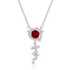 Piedra de Cristal Natural Nunca se Desvanece Collar con Diseño de Rosa Collar de Plata S925 Colgante de Piedra Preciosa de Corte Floral de Alta Gama