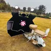 26 Novo Pelúcia Branco Hello Kitty Espesso Impermeável à Prova de Vento Proteção Contra o Frio Manta de Inverno à Prova de Vento Fivela de Chifre Patinete Elétrico