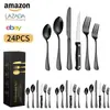 Conjunto Amazon de 24/48/72 Peças Talheres de Aço Inoxidável Faca, Garfo e Colher Festa em Família Faca, Garfo e Colher para Bife Ocidental