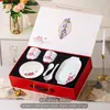Juego de Regalo de Tazón de Cerámica, Cuchara, Plato y Cubiertos para Ceremonias de Apertura, Regalos Prácticos para Clientes, Recuerdos, Logo Personalizable
