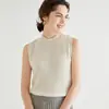 Camisole feminina sem mangas, gola alta meia, cor sólida, listrada, modeladora, para o trabalho, outono e inverno, nova, tricotada em 100% caxemira