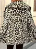 Ropa popular para mujer transfronteriza: abrigo retro con estampado de leopardo, solapas grandes, corte holgado, estilo otoño/invierno, elegante y profesional, suministro de ropa para mujer