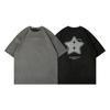 Ropa de hombre Jiayiku estilo americano vintage terciopelo piel de venado estampado estrella de cinco puntas bordado de espinas camiseta de manga corta primavera y verano Nuevo