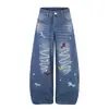 Jia Yi Ku Marca da Moda 2026 Novo Jeans Retrô Americano Bordado Solto Personalizado Cleanfit Calça Cimitarra para Homens e Mulheres