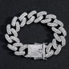 Pulseira Transfronteiriça Europeia e Americana Corrente Cubana Hip-hop 19mm Diamantes em Três Fileiras Pulseira Hip-hop Masculina Agressiva Acessórios Modernos Personalizados