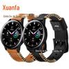 Para Pulseira Samsung Galaxy Watch 4 Classic Camada Superior Couro Genuíno Costelas de Couro de Vaca Pulseira de Relógio