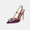 Novedad de venta caliente transfronteriza, tacones de aguja de punta fina con strass para el uso diario, sandalias de estilo francés, zapatos de talla grande 35-46