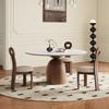Combinación de Mesa y Silla de Comedor de Madera Maciza Retro Francesa para el Hogar Mesa de Comedor Redonda Nórdica para Apartamento Pequeño Muebles de Estilo Mid-Century Negros