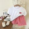 Traje para niños niñas verano fino 2023 nuevo traje de dos piezas pantalones cortos de manga corta estilo coreano camiseta para niños de moda