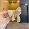 Novo Estilo Presilha de Cabelo com Pérolas e Strass, Presilha de Tubarão Quadrada Semi-Curva em Formato de Coração para Mulheres, Ornamento de Cabelo Brilhante com Strass
