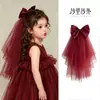 Véu para Sessão de Fotos Infantil Peça de Cabeça para Festa de Aniversário de Princesa Vinho Acessórios de Foto Super Fada Laço Estilo Estúdio