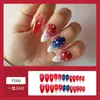 Parches de Manicura de Longitud Media con Forma de Almendra Rojos y Azules Parches para Uñas del Día de la Independencia Parches de Manicura Degradado de Estrellas Difuminados