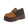 Zapatos Birkenstock de suela gruesa tipo pastel de arroz para mujer 2026 Otoño/Invierno nuevo estilo mocasines que aumentan la altura para personas bajas zapatos de punta dividida falsos zapatos individuales para mujer