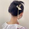 Horquilla de moño con borla de sirena de estilo antiguo de corte para mujer, horquilla de verano para mujer, horquilla moderna simple con sentido de alta gama, tocado para mujer